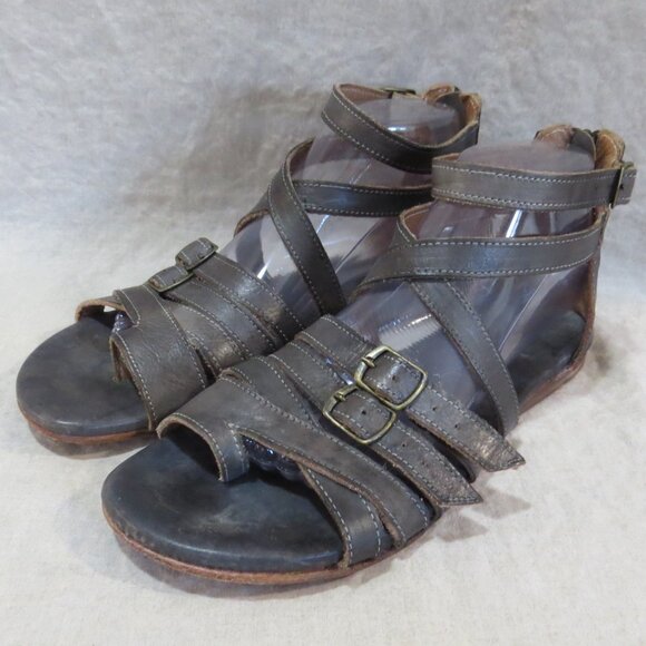 Bed Stu Bed|Stü Miya Leather Sandals - Size 9 - Pewter/Graphite Distressed - Picture 1 of 13